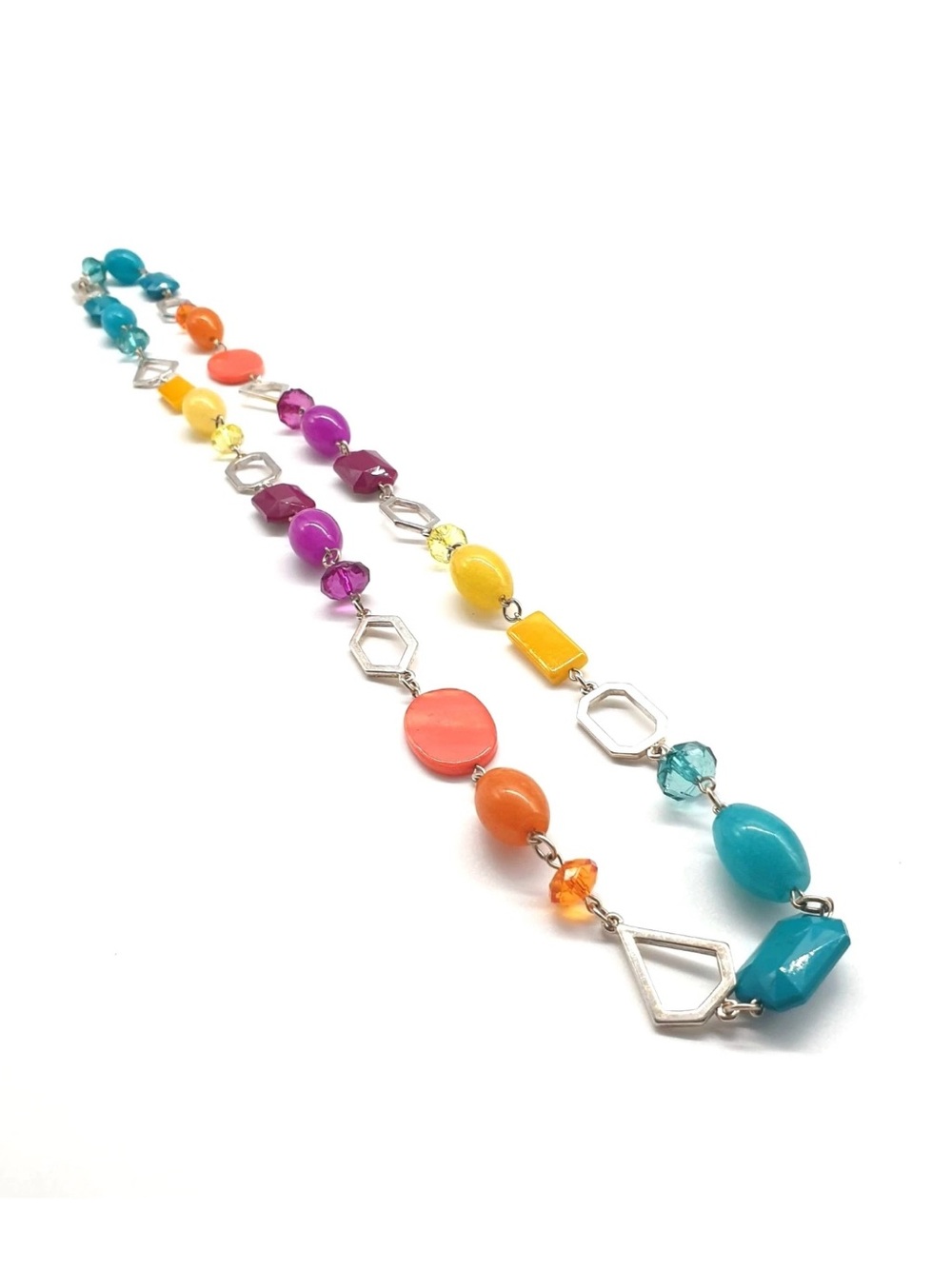 Womens Necklace Jewelry 36" Length Glass Plastic Gem Costume Colorful Charm